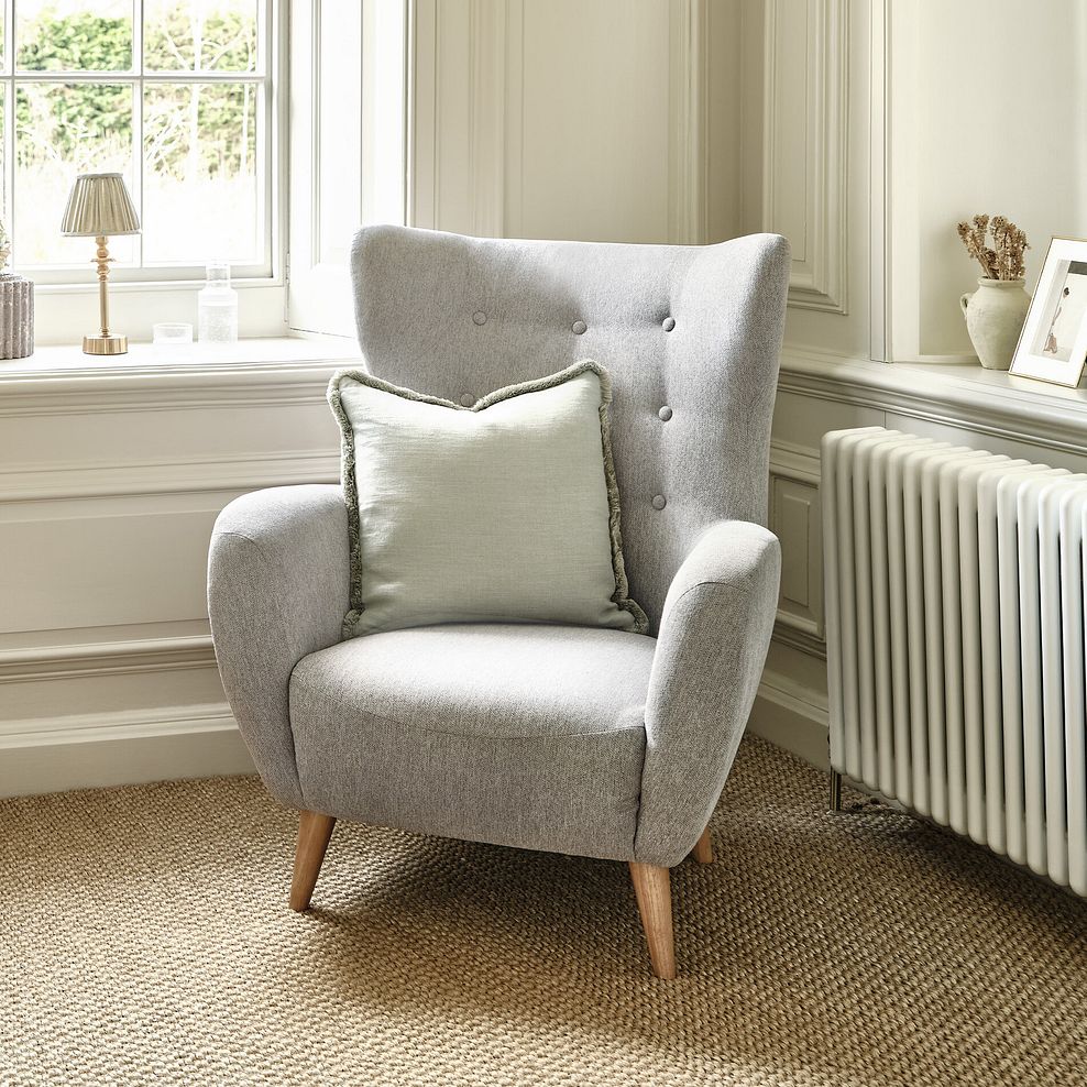 Alexander Accent Chair in Linen Nickel Fabric 1