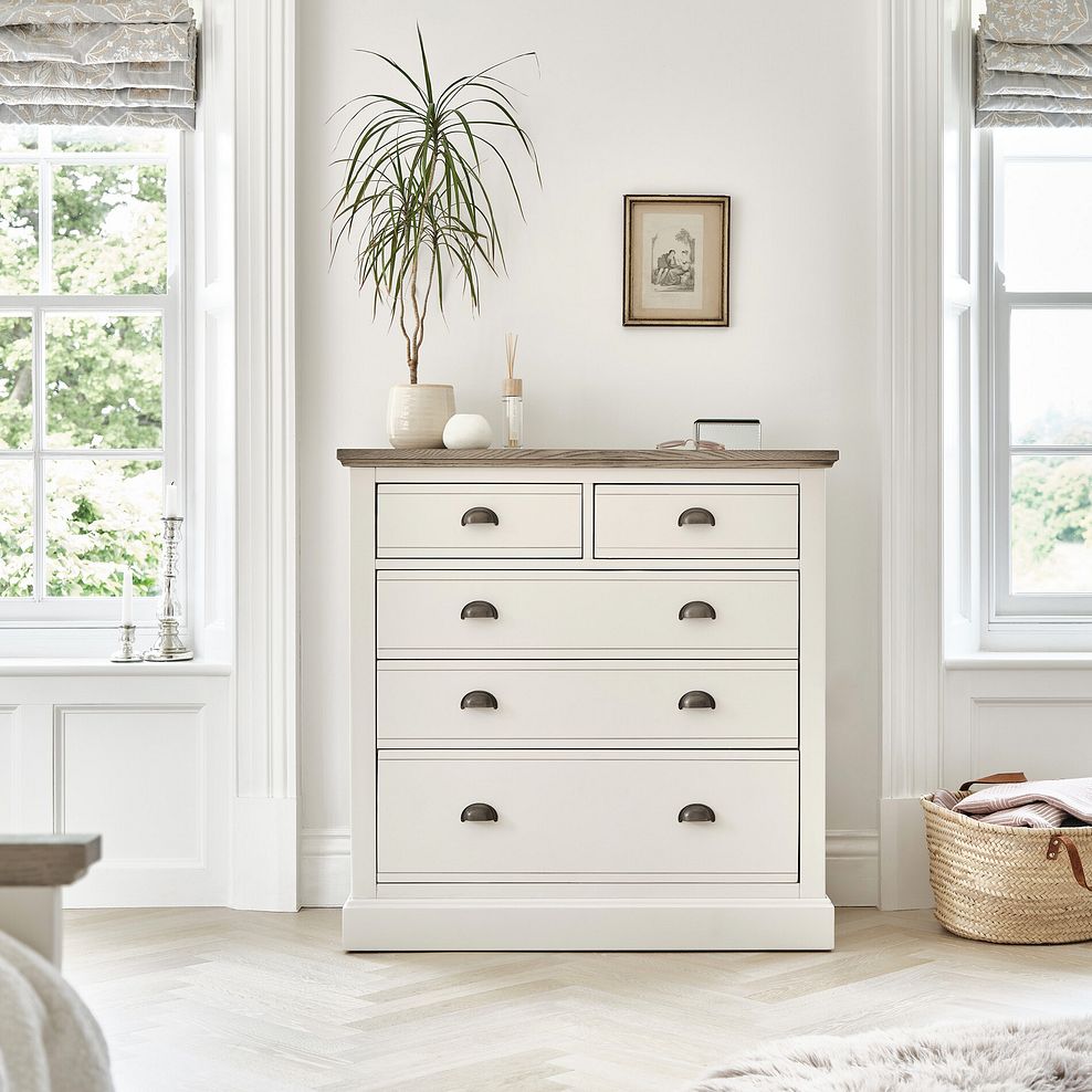 Brompton Painted Acacia and Ash Top 5 Drawer Chest (2+3) - Solid Hardwood 1