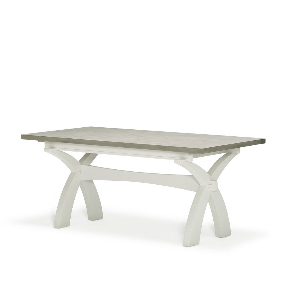 Brompton Painted Acacia and Ash Top 5ft 11" Table with 6 Brompton Chairs with Plain Truffle Fabric Pads 5