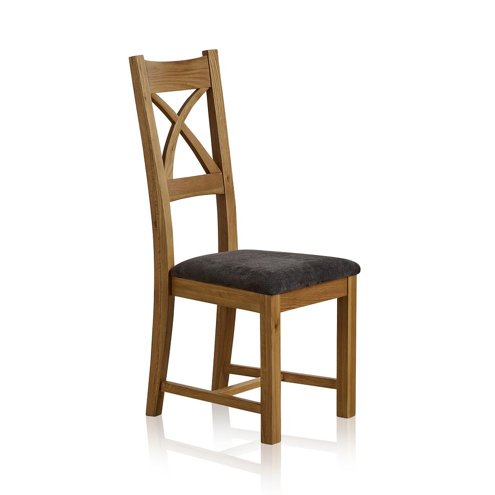Canterbury Natural Solid Oak Extending Table and 6 Cross Back Chairs with Plain Charcoal Seats 4