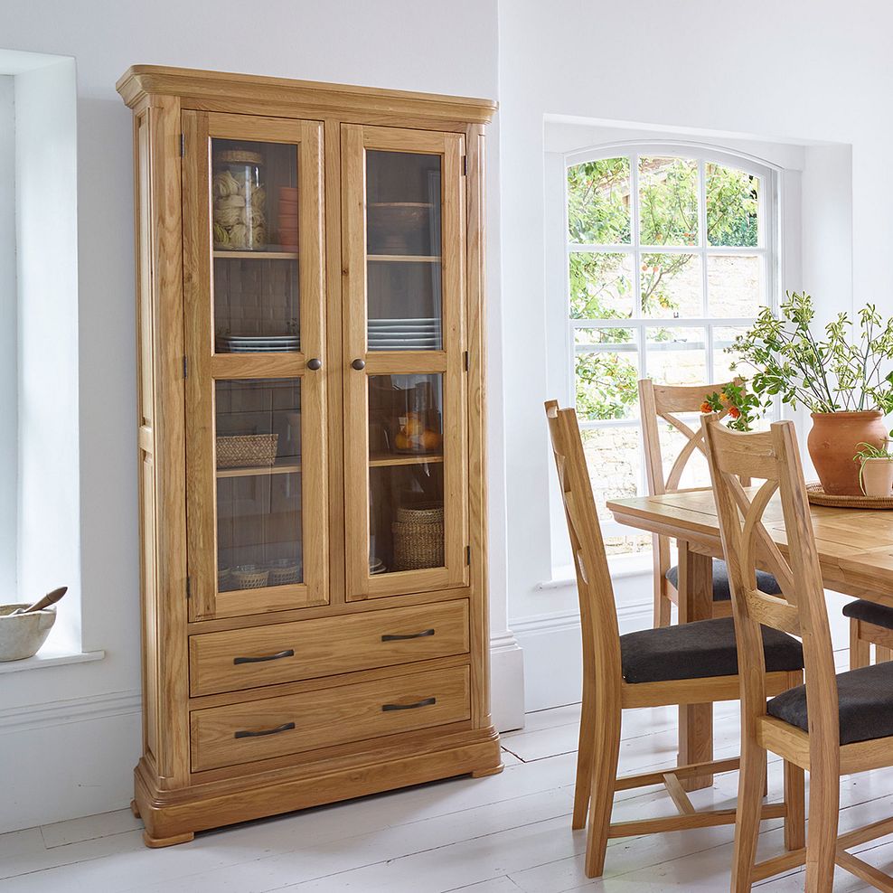 Canterbury Natural Solid Oak Glazed Display Cabinet 2