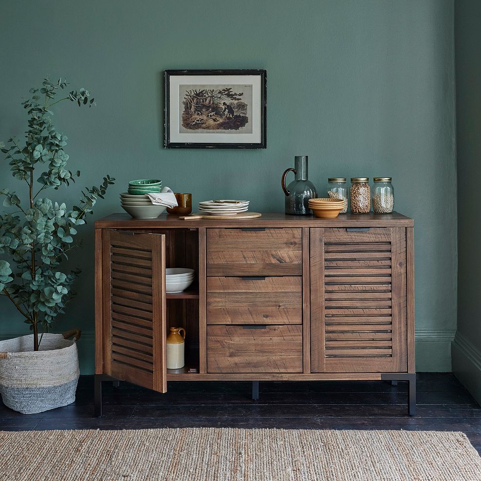 Detroit Solid Hardwood and Metal Large Sideboard 1