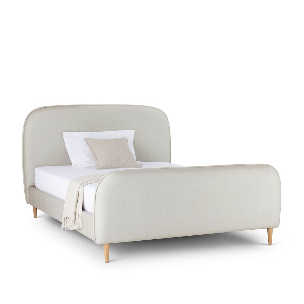 Durham Double Bed in Smooth Stone Fabric 3