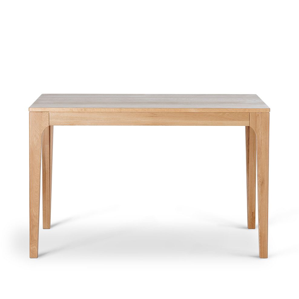 Durham Natural Oak Fixed Dining Table 120cm + 4 Ellison Oak Chair with Brooklyn Quill Grey Crushed Chenille Seat 5