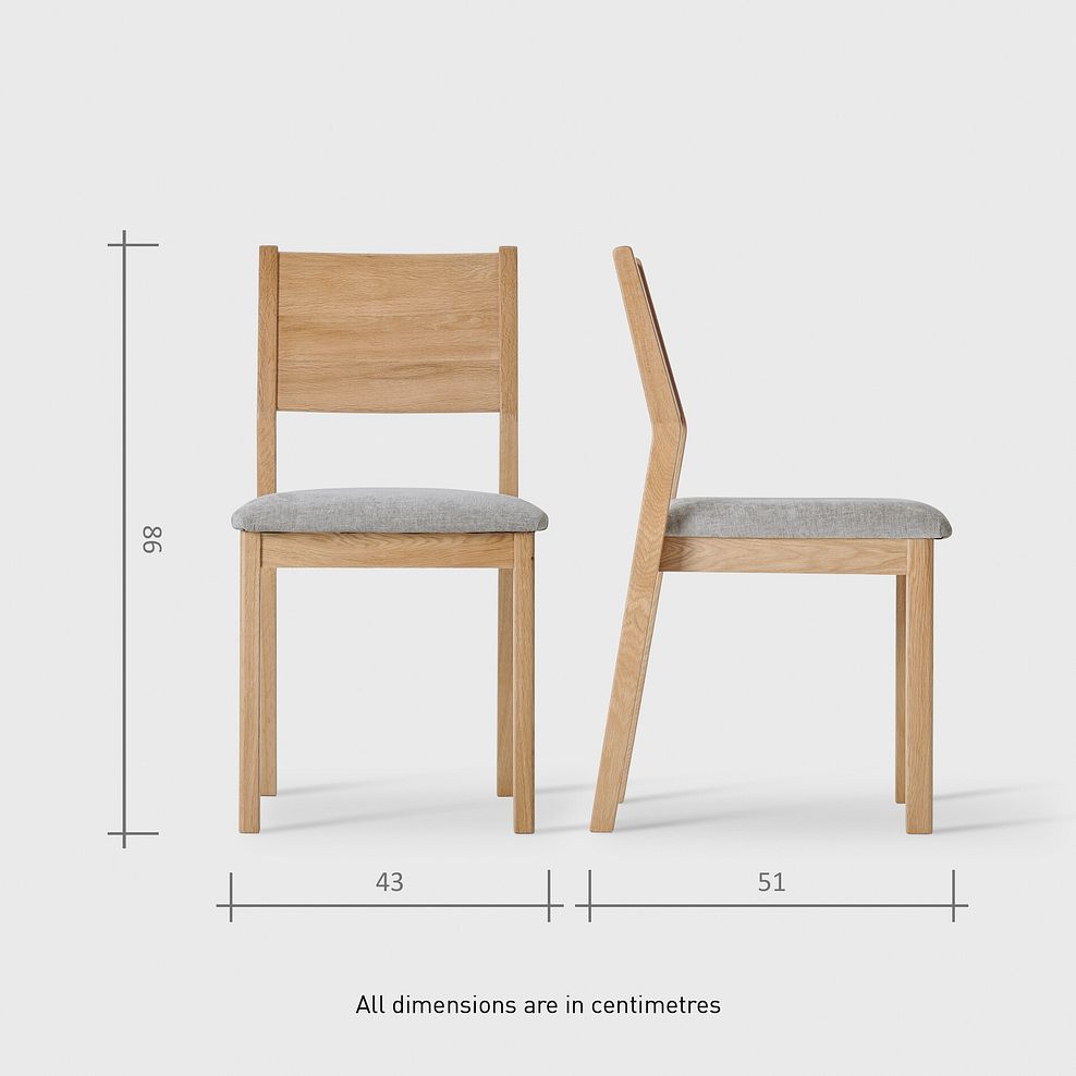 Durham Natural Oak Fixed Dining Table 120cm + 4 Ellison Oak Chair with Brooklyn Quill Grey Crushed Chenille Seat 14