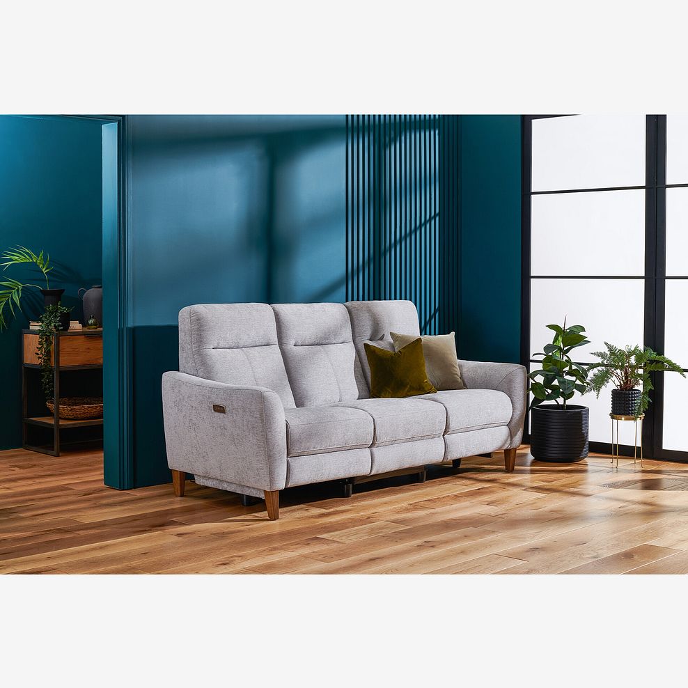 Dylan 3 Seater Electric Recliner Sofa in Darwin Silver Fabric 1