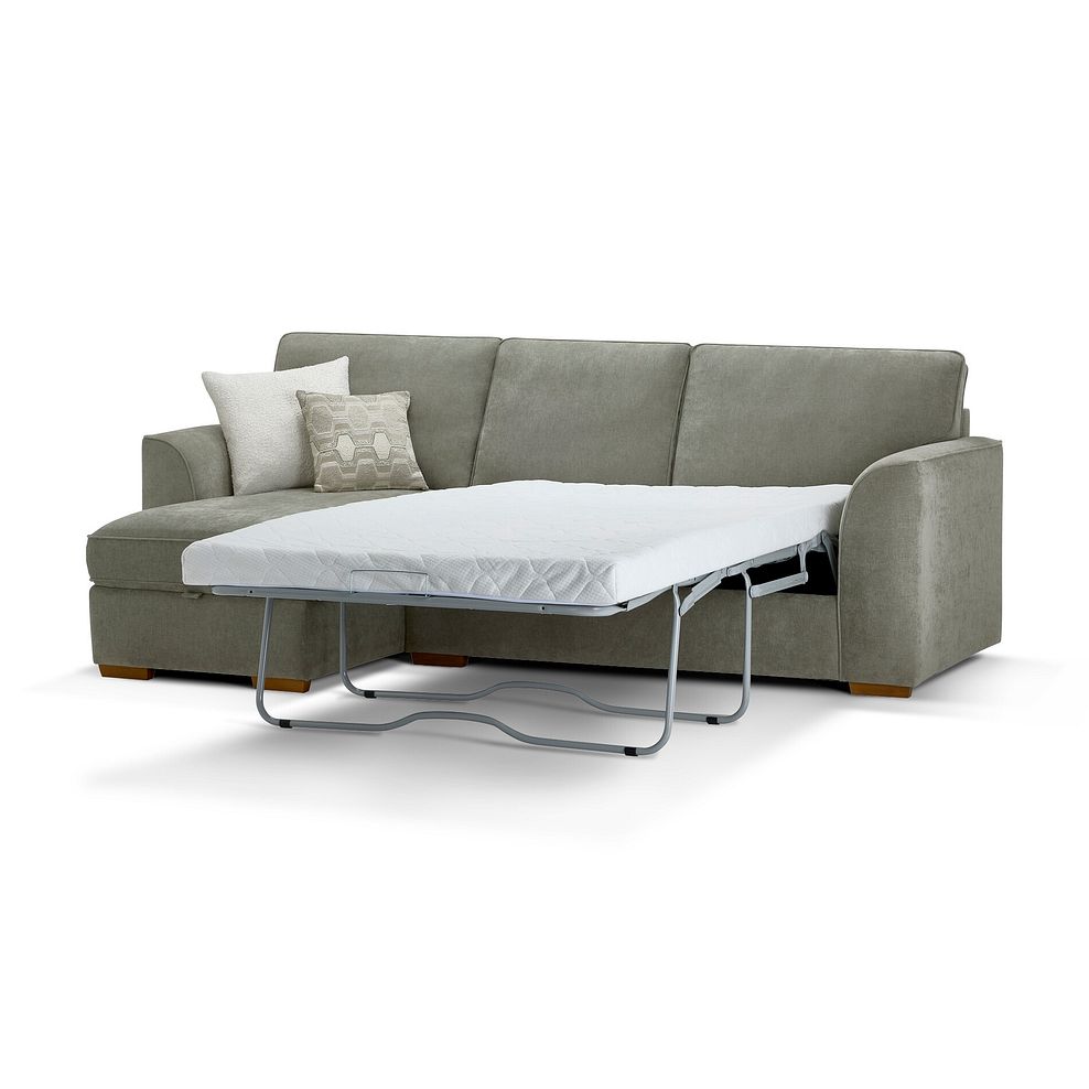 Eastley Left Hand Chaise Sofa Bed with Storage in Limoge Green Fabric with Beige Scatters 11