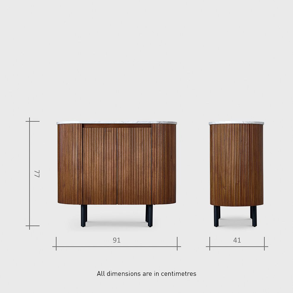 Elba Solid Acacia and Italian Marble Small Sideboard 15