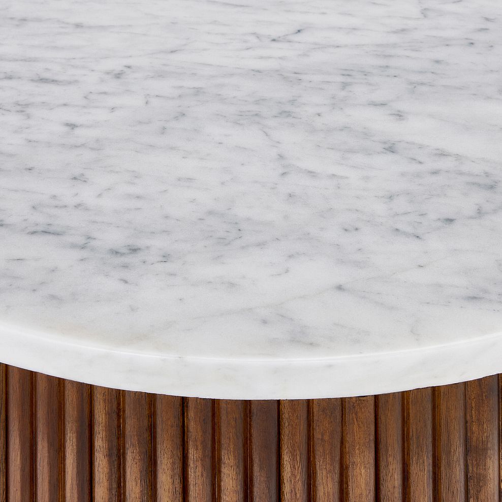 Elba Solid Acacia and Italian Marble Storage Coffee Table 9