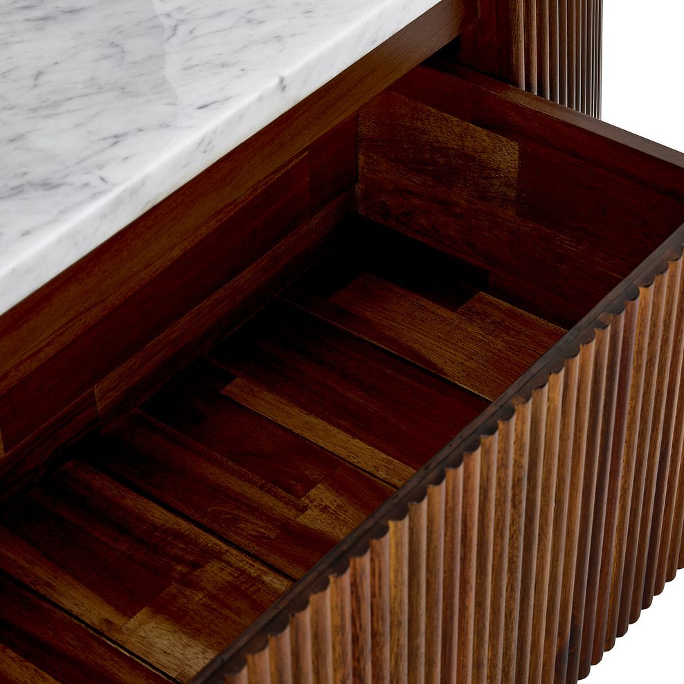 Elba Solid Acacia and Italian Marble Storage Coffee Table 11
