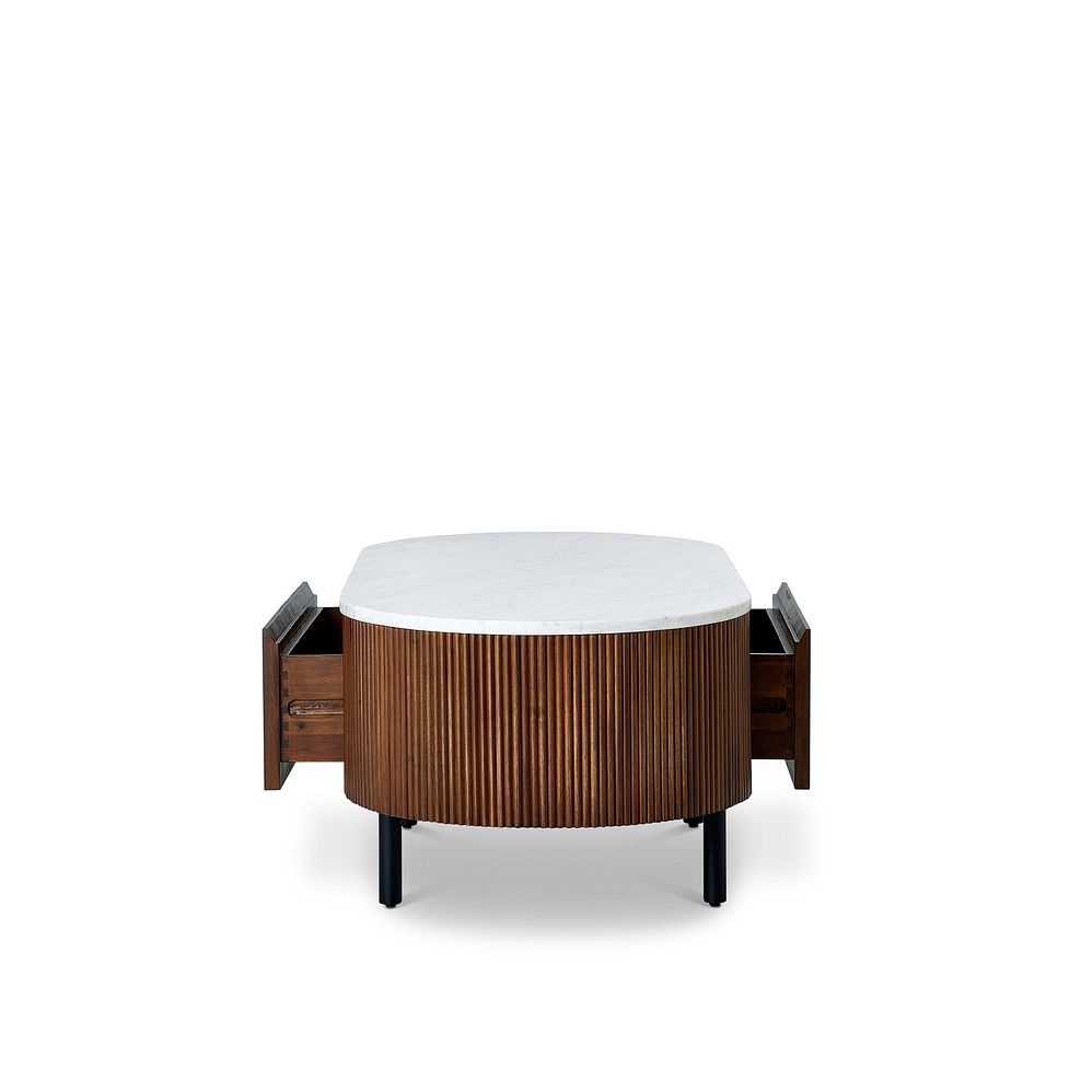 Elba Solid Acacia and Italian Marble Storage Coffee Table 8