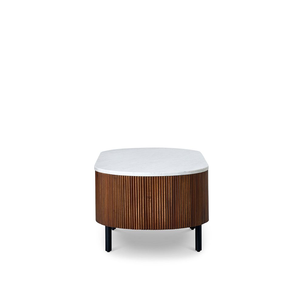 Elba Solid Acacia and Italian Marble Storage Coffee Table 7