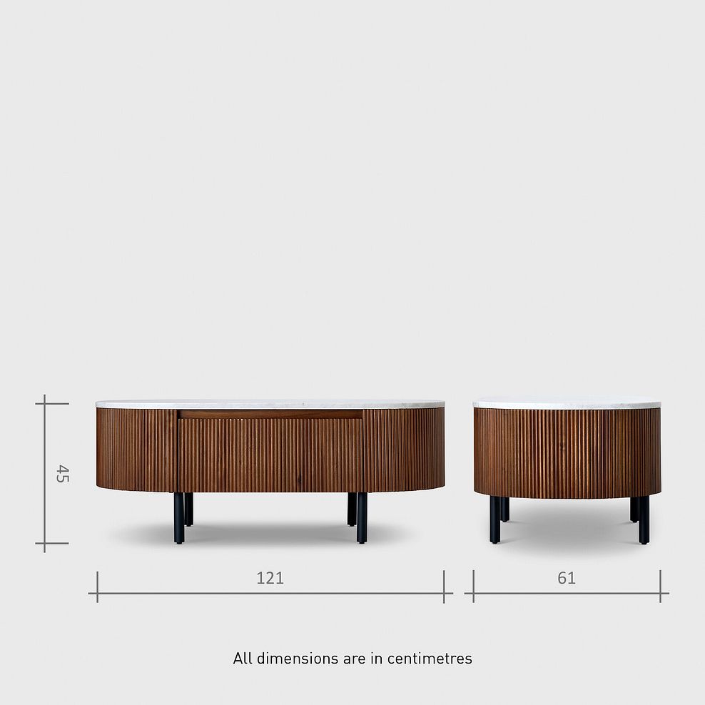 Elba Solid Acacia and Italian Marble Storage Coffee Table 14