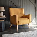 Harris Accent Chair in Linen Mustard Fabric