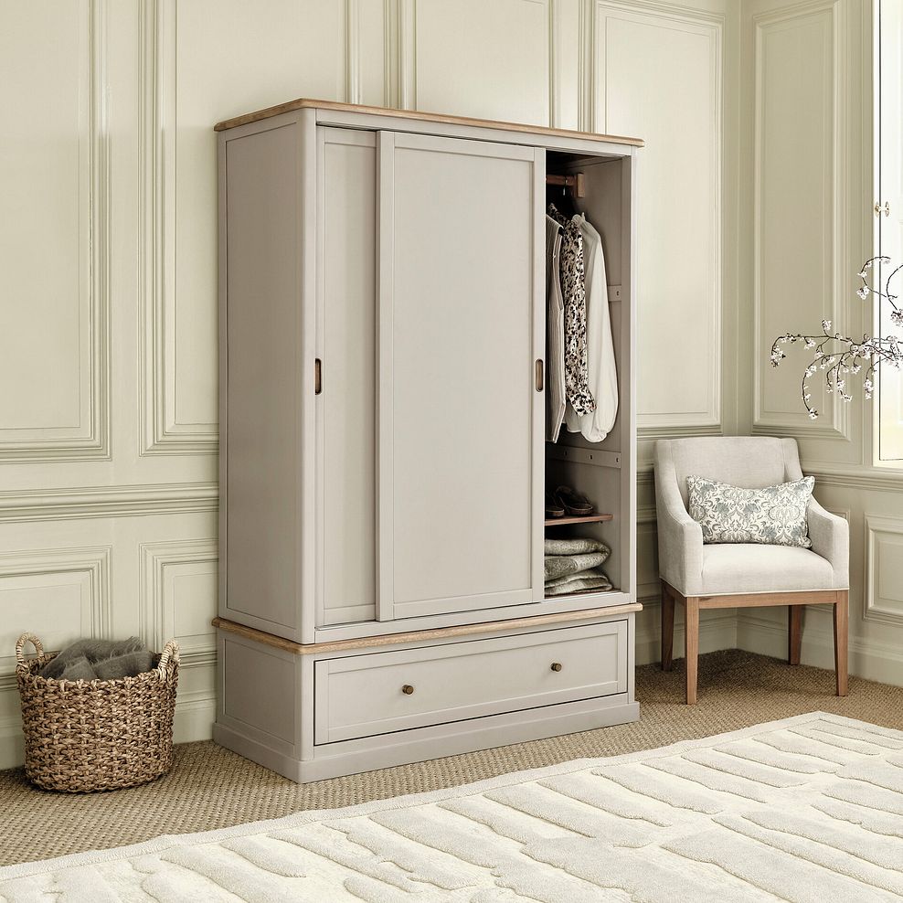 Henley Natural Oak and Stone Painted Hardwood Double Wardrobe 4