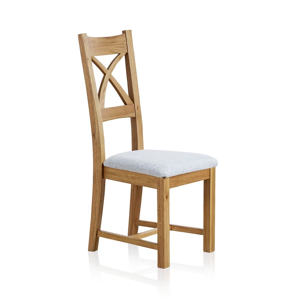 Hercules Natural Oak Extending Dining Table + 6 Cross Back Natural Oak Chairs with Plain Grey Fabric Seat 5