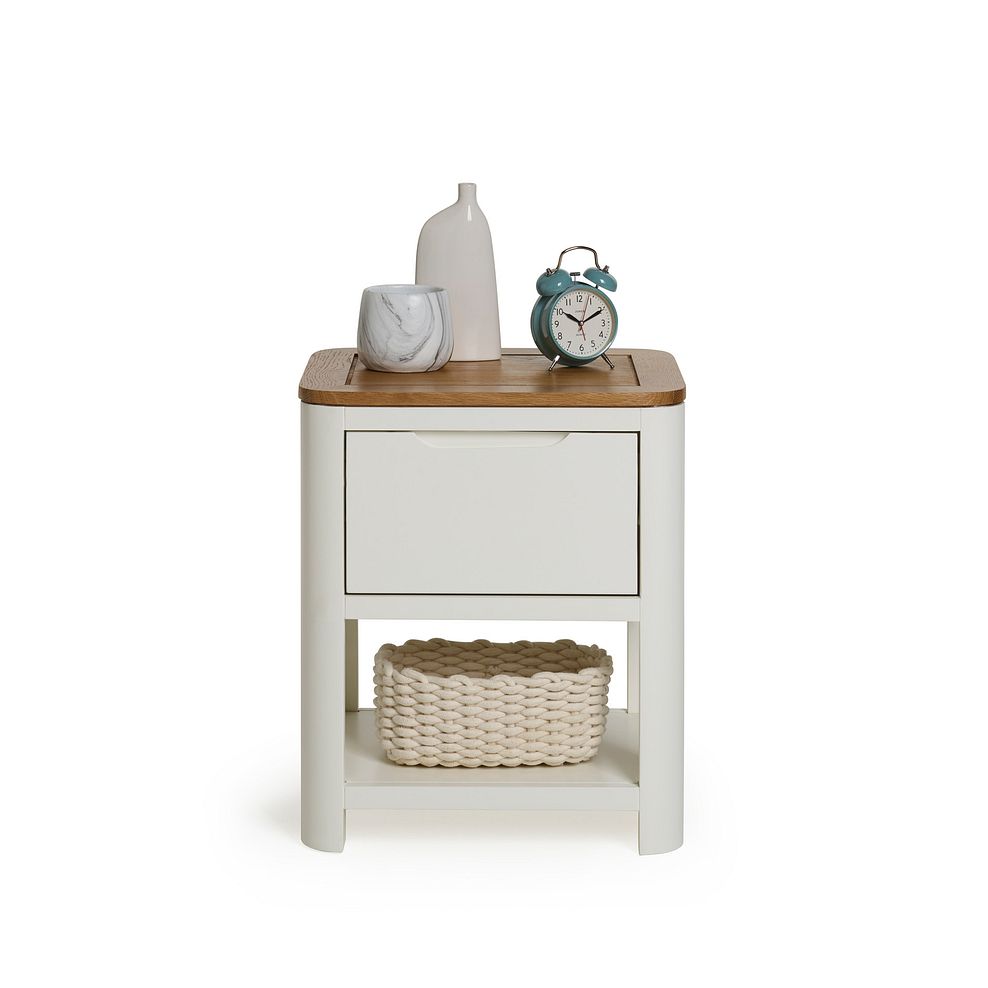 Hove Natural Oak and Painted 1 Drawer Bedside Table 4