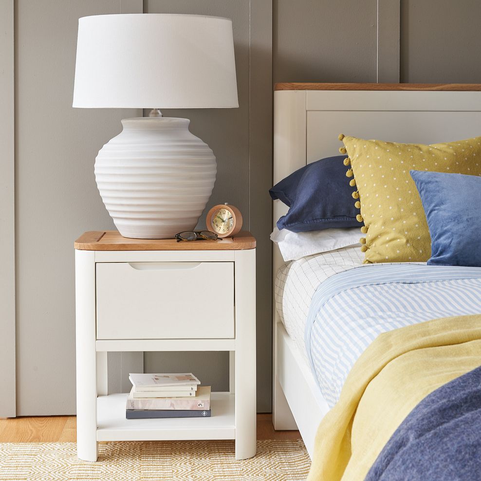 Hove Natural Oak and Painted 1 Drawer Bedside Table 2