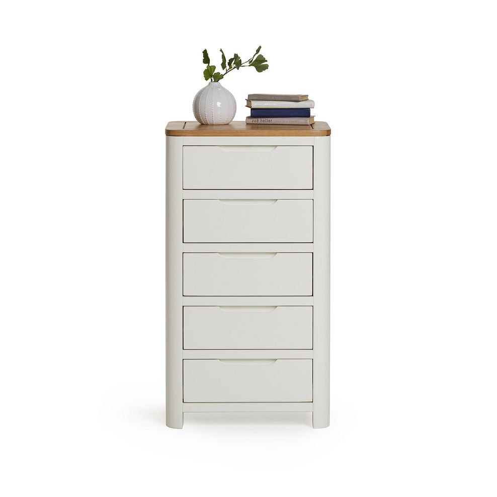 Hove Natural Oak and Painted 5 Drawer Tallboy 4