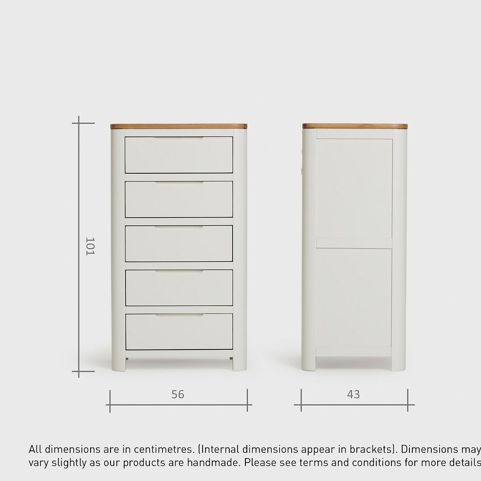 Hove Natural Oak and Painted 5 Drawer Tallboy 9