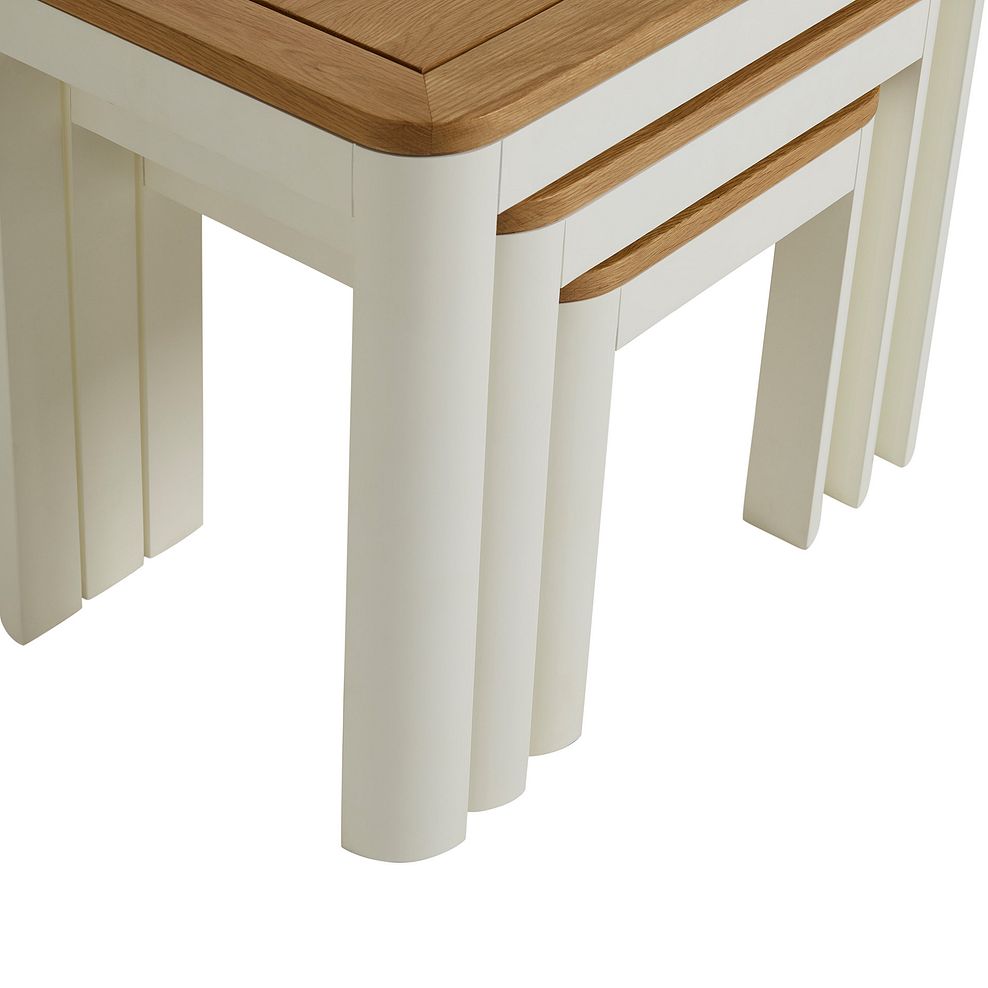 Hove Natural Oak and Painted Nest of 3 Tables 7