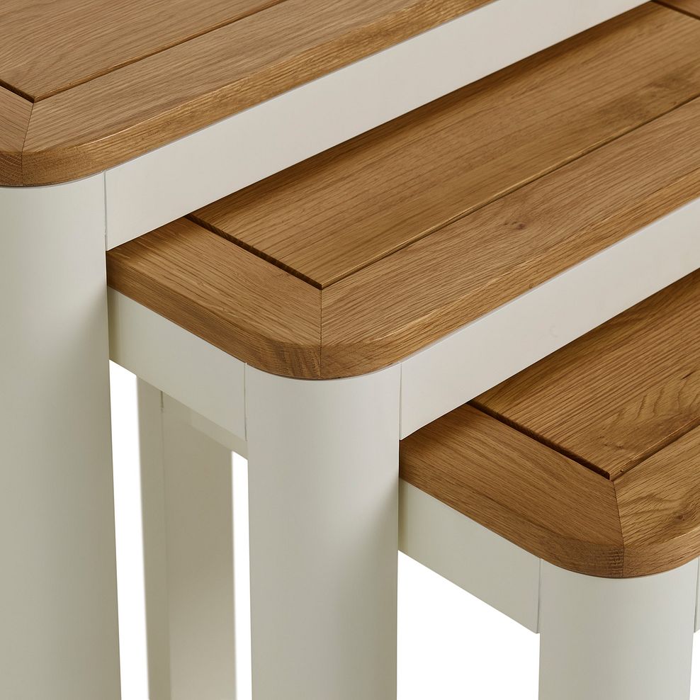 Hove Natural Oak and Painted Nest of 3 Tables 6