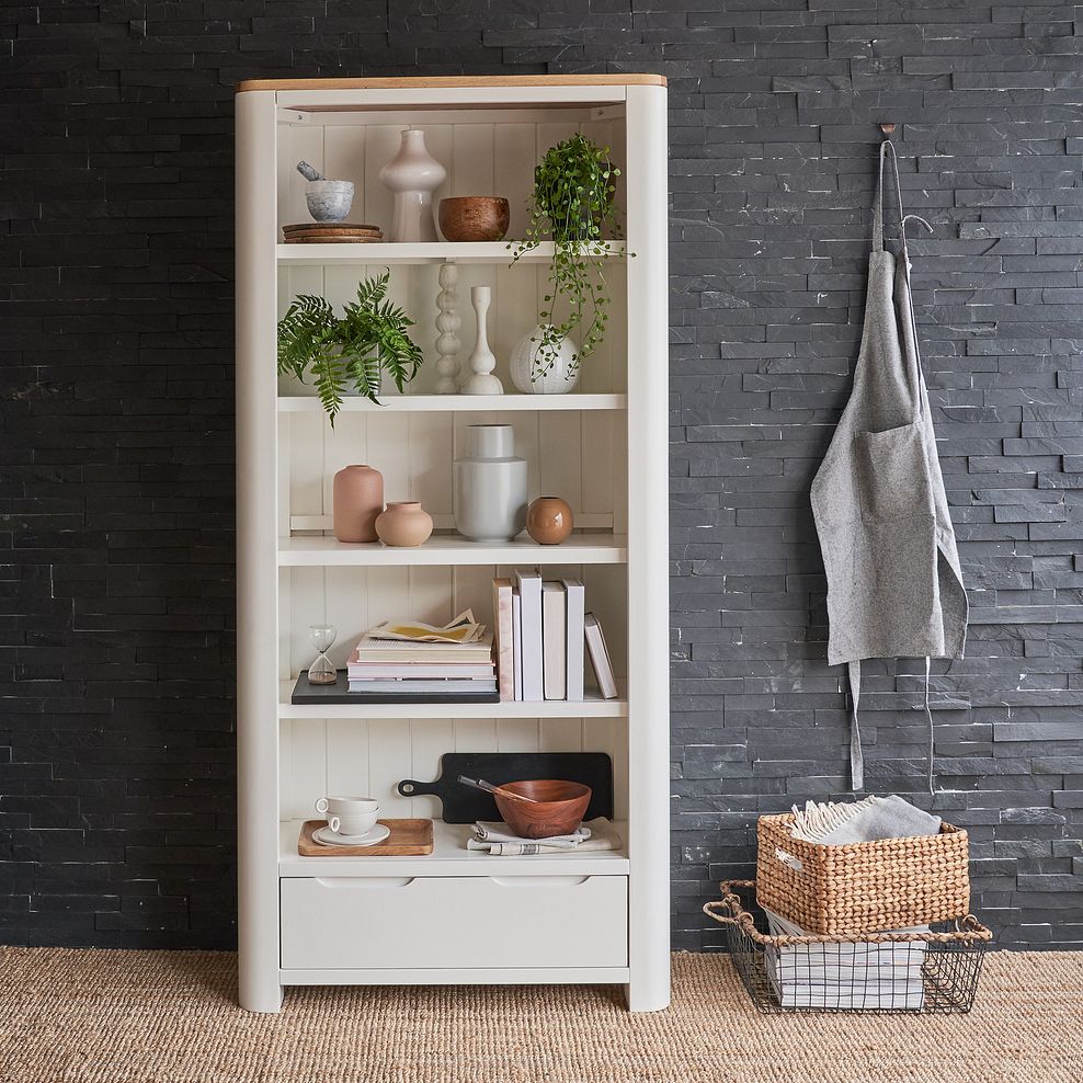 Hove Natural Oak and Painted Tall Bookcase 1