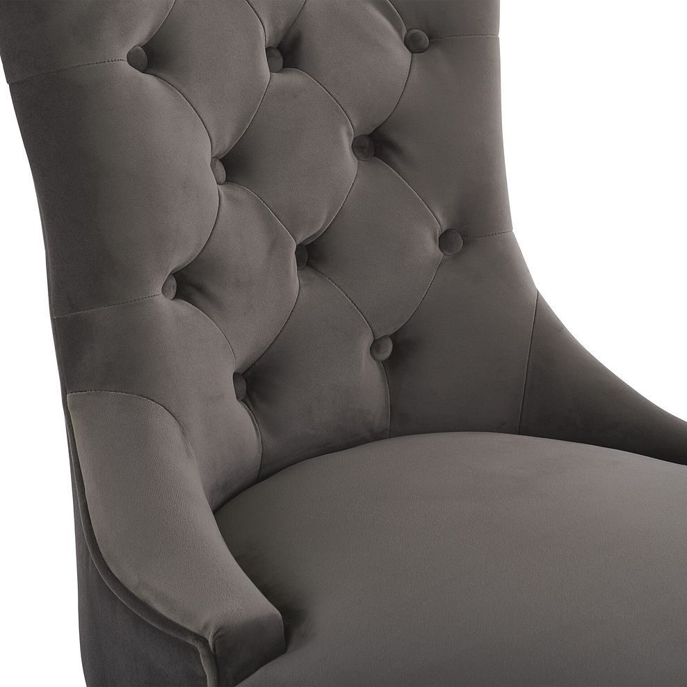 Isobel Button Back Chair in Storm Grey Velvet with Natural Oak Legs 5