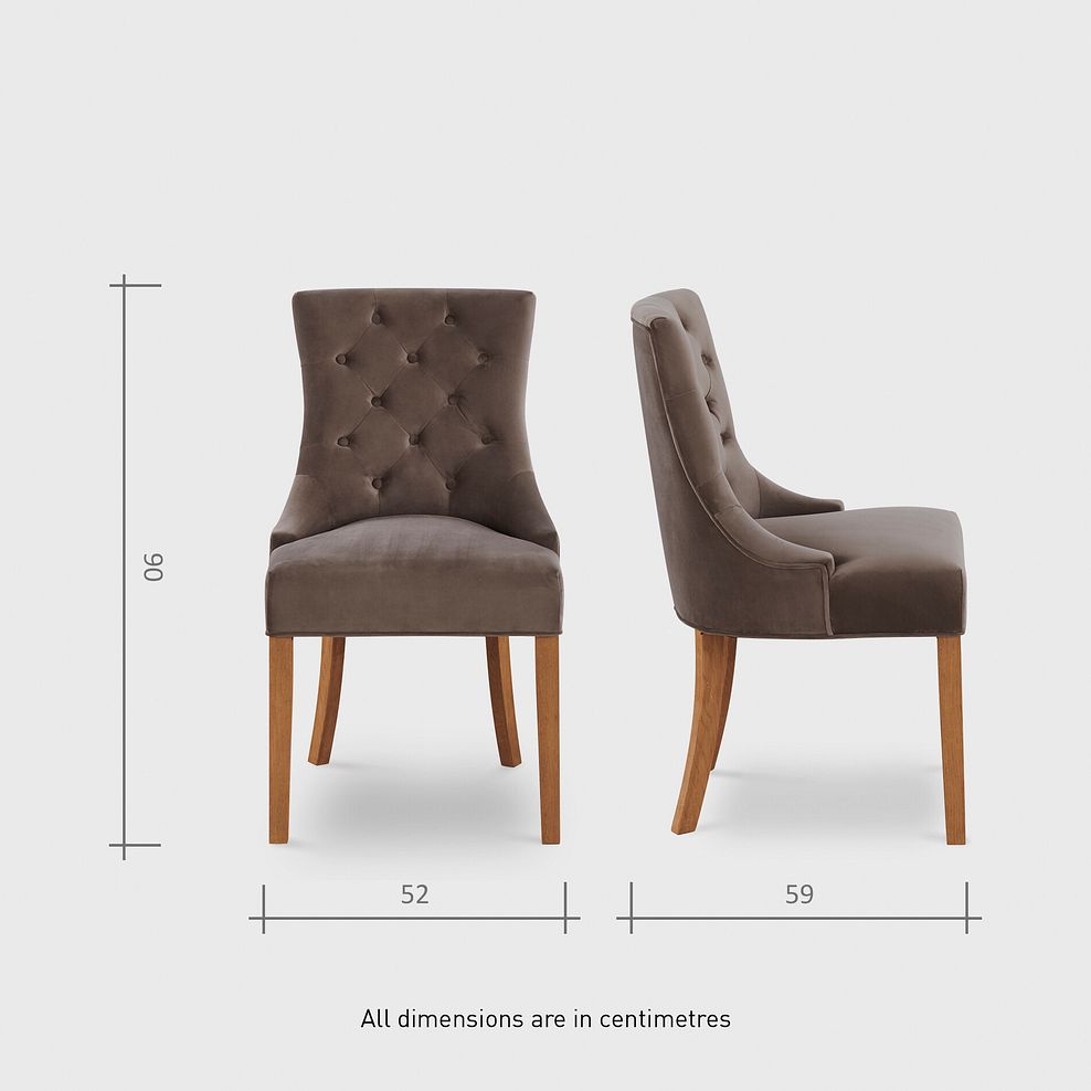 Isobel Button Back Chair in Storm Grey Velvet with Natural Oak Legs 6