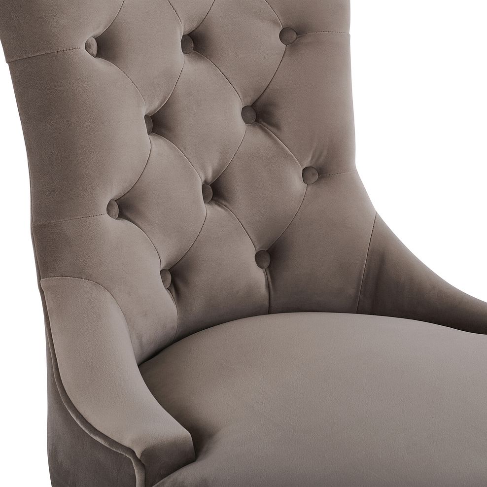 Isobel Button Back Chair in Taupe Velvet with Weathered Oak Legs 5