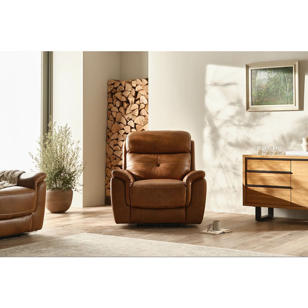 Iver Electric Recliner Armchair with Power Headrest in Virgo Cognac Leather 3