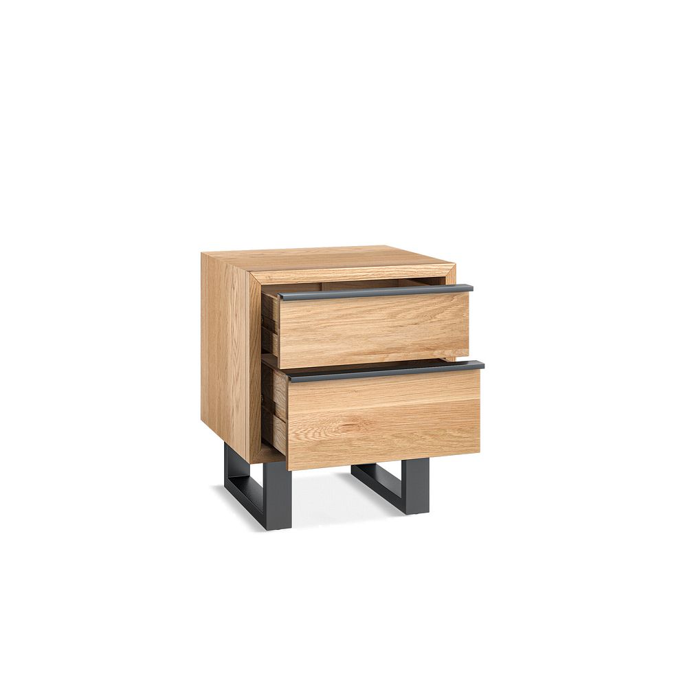 Maine Natural Solid Oak & Metal 2 Drawer Bedside Table 5
