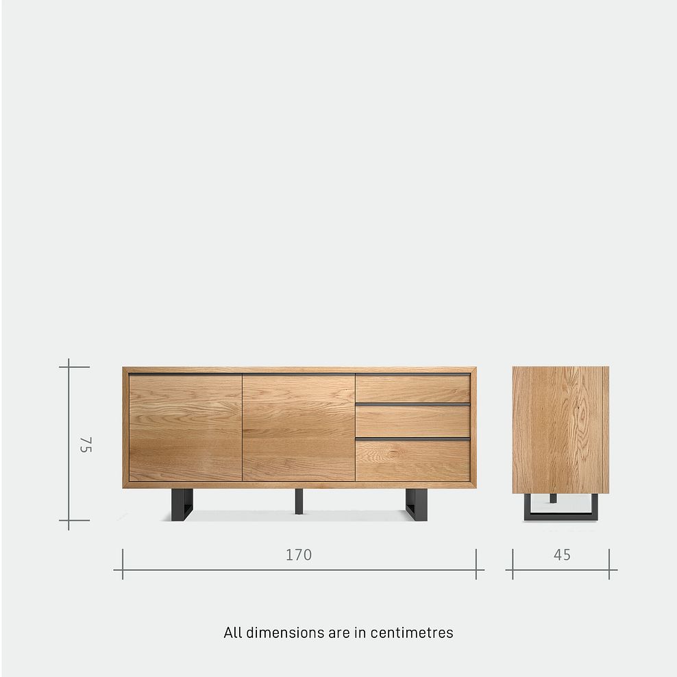 Maine Natural Solid Oak & Metal Extra Large Sideboard 11