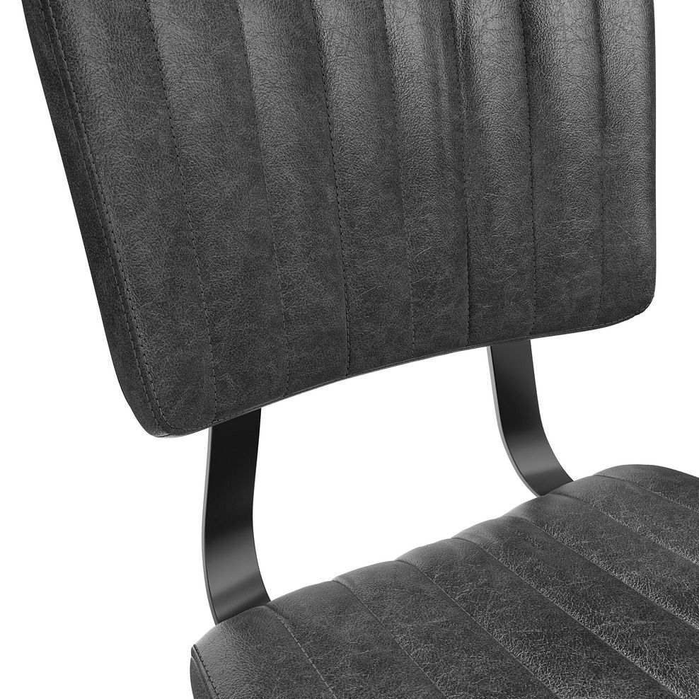 Mason Chair Vintage Black Leather-Look fabric with Black Legs 6