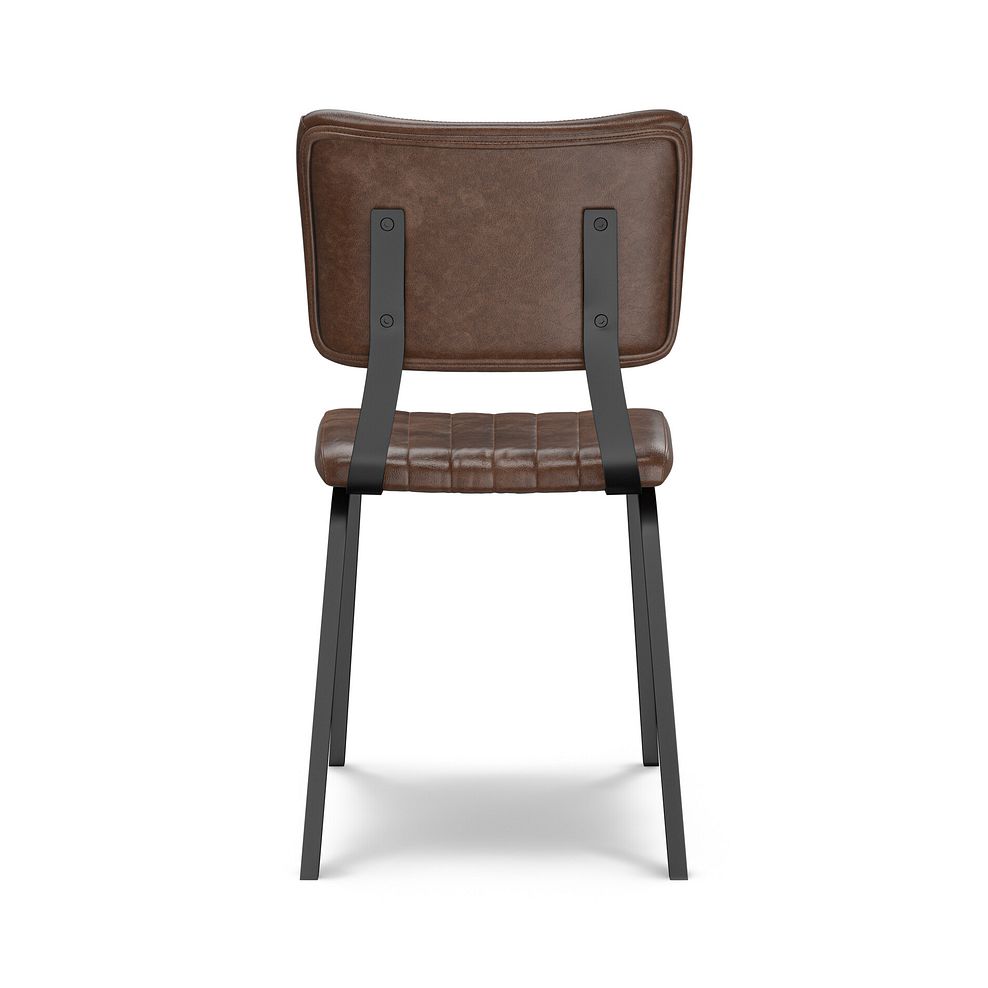 Mason Chair Vintage Brown Leather-Look fabric with Black Legs 3
