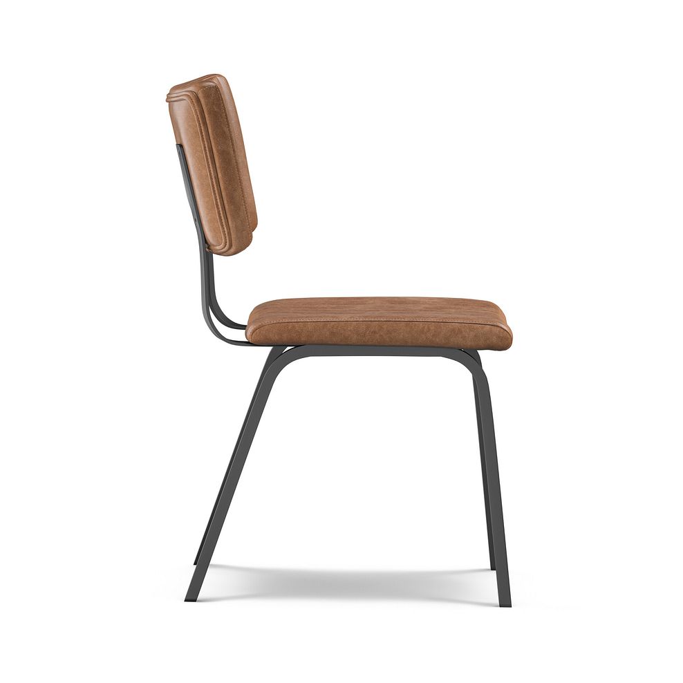 Mason Chair Vintage Tan Leather-Look fabric with Black Legs 7
