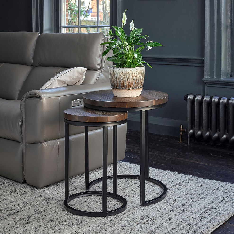 Detroit Solid Hardwood and Metal Nesting Side Tables 1