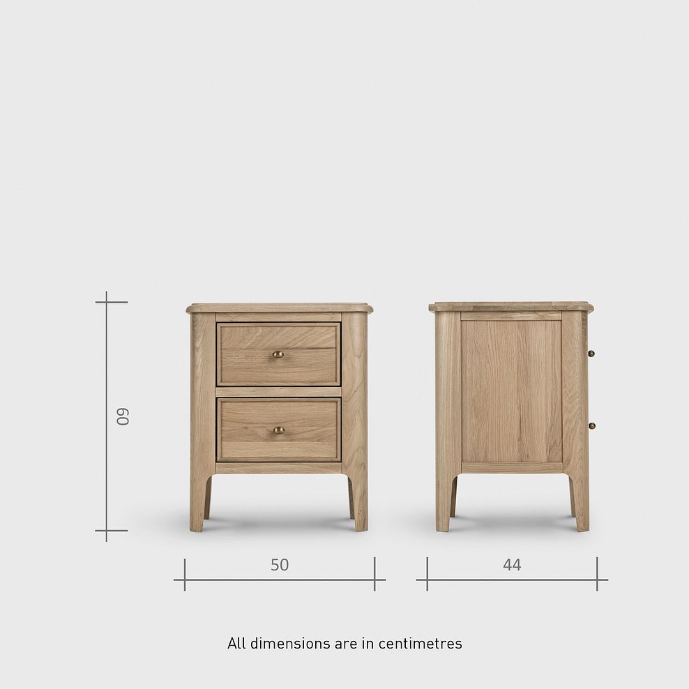 Newton Light Natural Solid Oak 2 Drawer Bedside Table 13