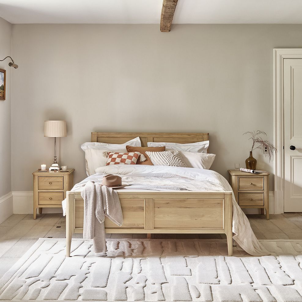 Newton Light Natural Solid Oak 2 Drawer Bedside Table 3
