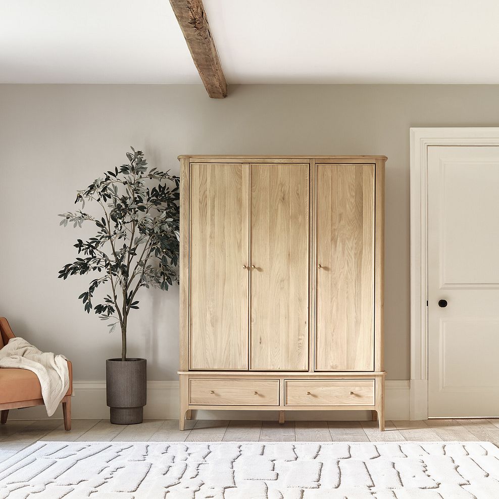 Newton Light Natural Solid Oak Triple Wardrobe 1