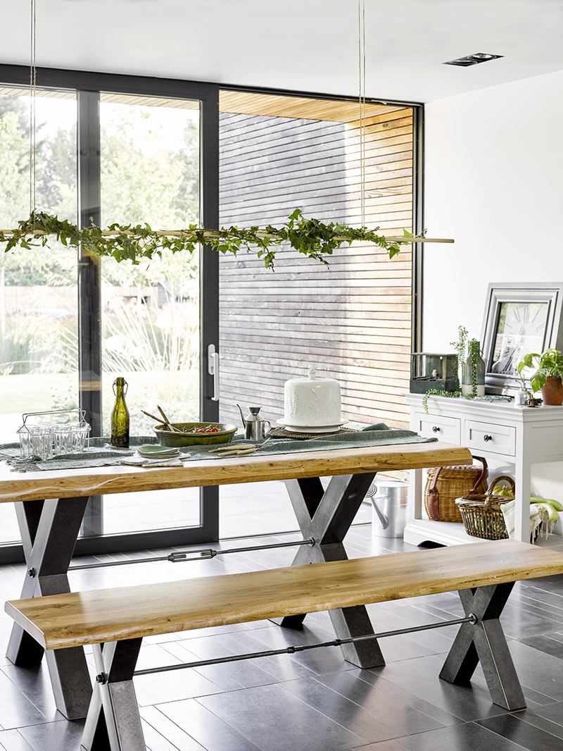 Industrial Table in Botanical Kitchen