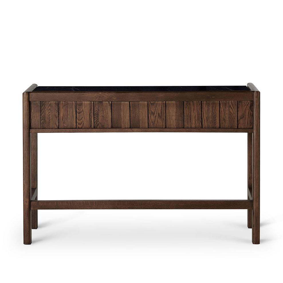 Oliver Dark Solid Oak and Black Marble Console Table 6