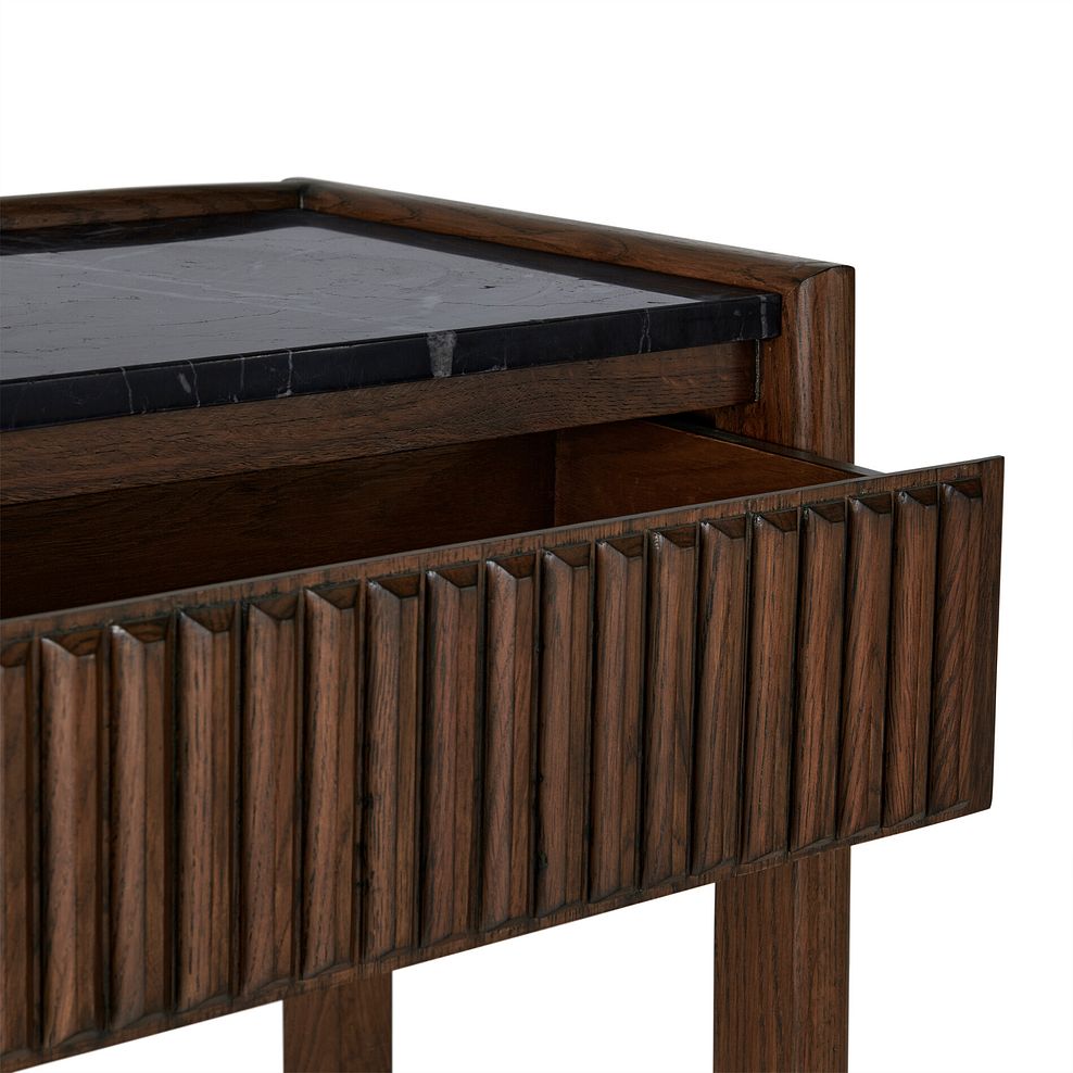 Oliver Dark Solid Oak and Black Marble Console Table 7