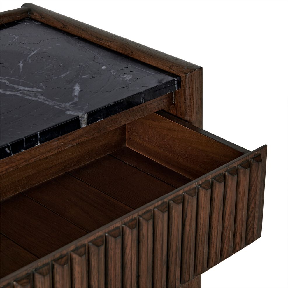 Oliver Dark Solid Oak and Black Marble Console Table 10