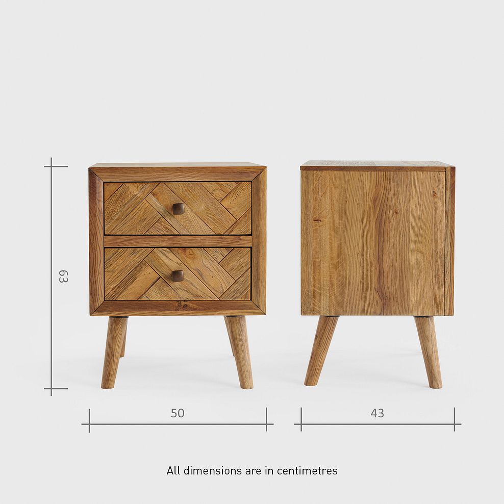 Parquet Brushed and Glazed Oak 2 Drawer Bedside Table 8