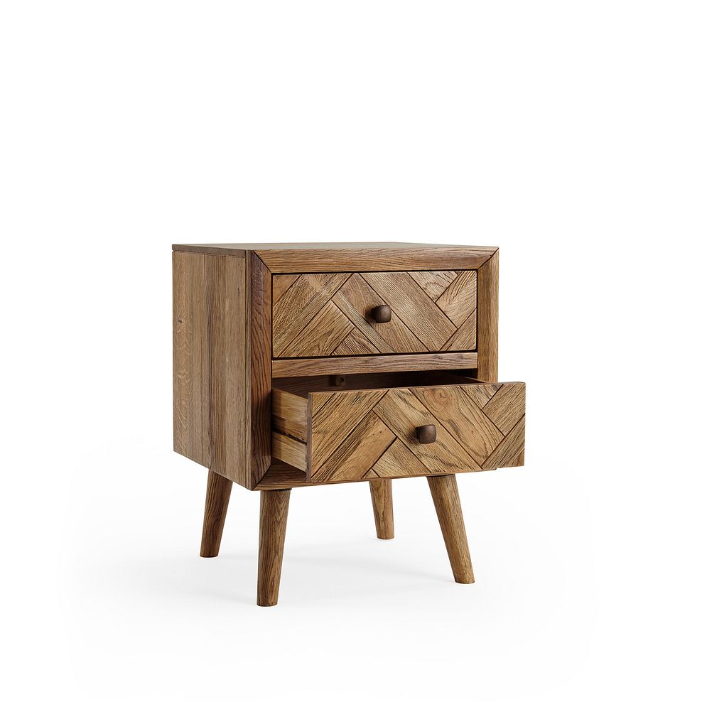 Parquet Brushed and Glazed Oak 2 Drawer Bedside Table 4