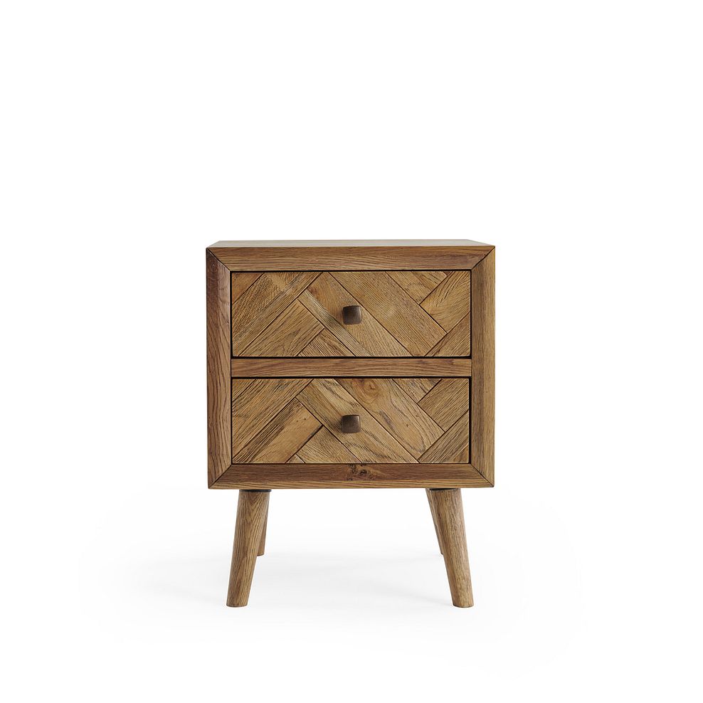 Parquet Brushed and Glazed Oak 2 Drawer Bedside Table 2