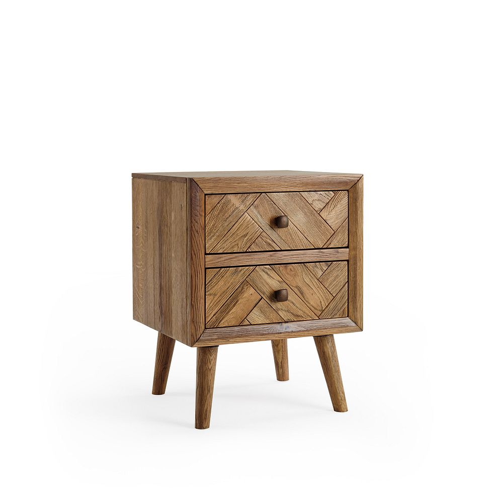 Parquet Brushed and Glazed Oak 2 Drawer Bedside Table 3