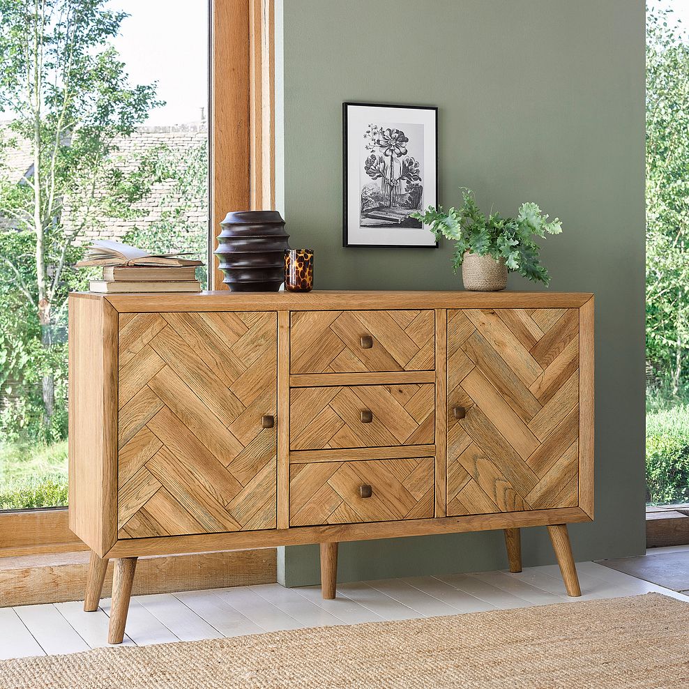 Parquet Brushed and Glazed Oak Large Sideboard 1
