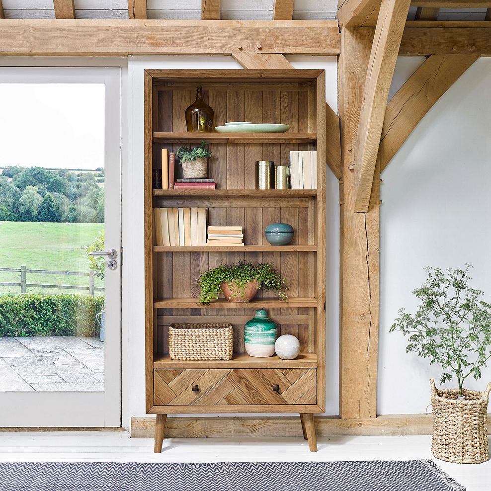 Parquet Brushed and Glazed Oak Tall Bookcase 1